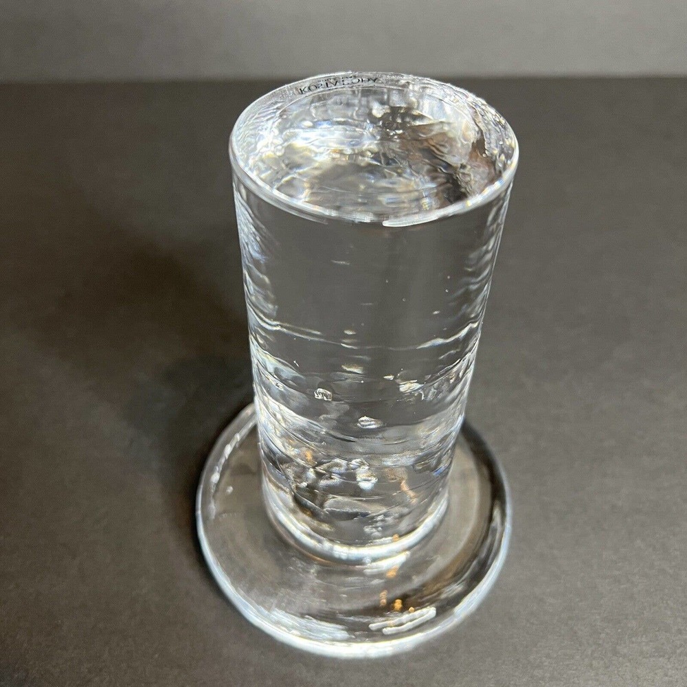 Kosta Boda COOL Collection Candle Holder Kjell Engman Ice Clear Minimalist 5.25” - Picture 5 of 6